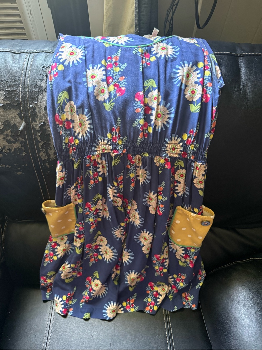 Matilda Jane Navy Floral Dress with Yellow Polka Dot Pockets